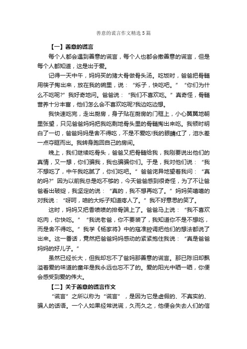 善意的谎言作文精选5篇