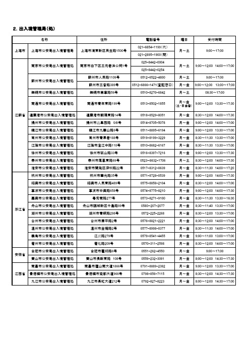 2.出入境管理局(処) - 外务省 海外安全ホームページ