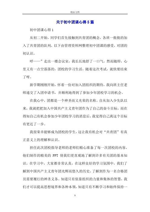 关于初中团课心得5篇