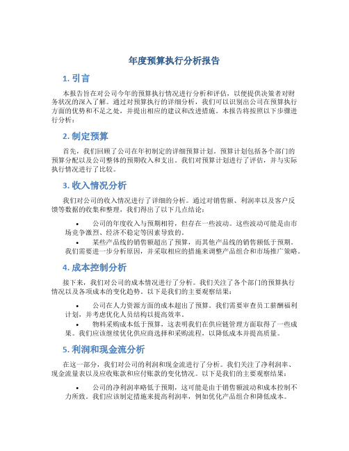 年度预算执行分析报告