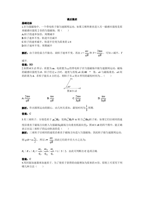 物理选修3-1课后集训：第6章第3节 洛伦兹力的应用 含解析 精品