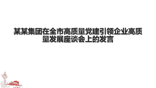 某某集团在全市高质量党建引领企业高质量发展座谈会上的发言