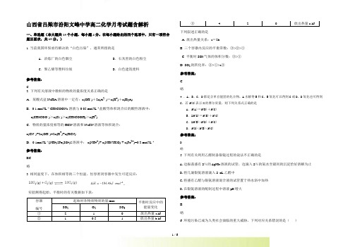 山西省吕梁市汾阳文峰中学高二化学月考试题含解析