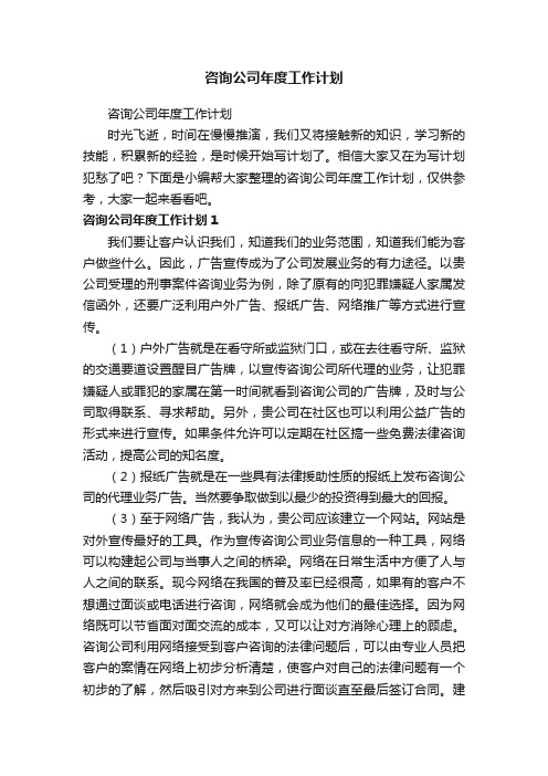 咨询公司年度工作计划