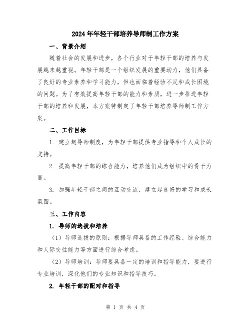 2024年年轻干部培养导师制工作方案