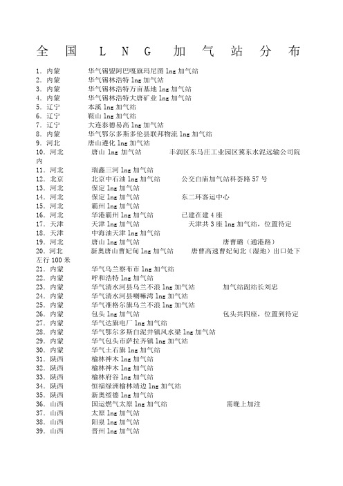 全国LNG加气站站点分布图文版