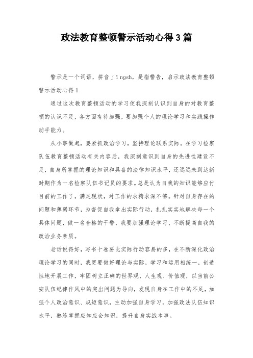 政法教育整顿警示活动心得3篇