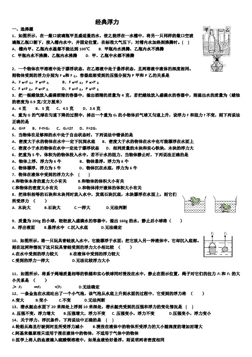 初中物理绝对经典80道难题--浮力2