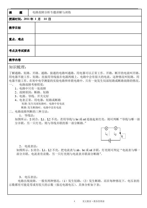 电路故障分析