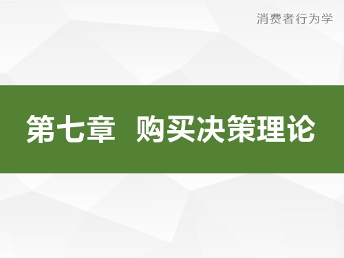 第7章 购买决策理论消费者行为学导论卢泰宏