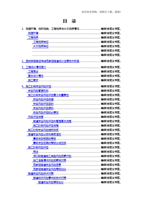 某铁路站前工程隧道安全风险评估报告(DOC 71页)