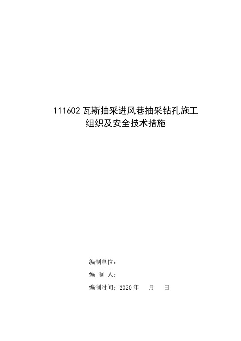 抽采钻孔施工组织及安全技术措施