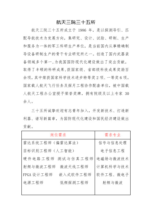 中国航天科工集团第三研究院三十五研究所(以下简称三十五