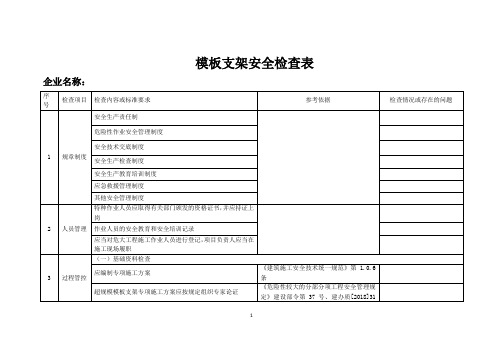 模板支架工程安全检查表