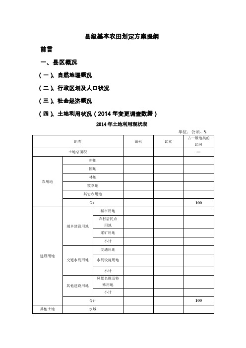 县级基本农田划定方案提纲(定稿)