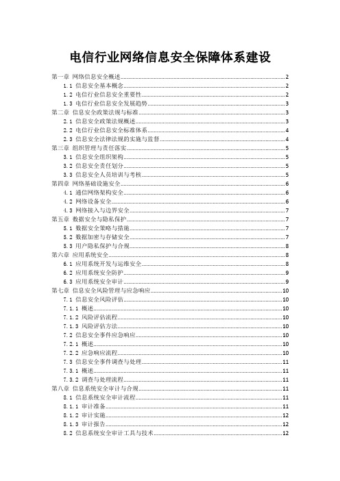 电信行业网络信息安全保障体系建设