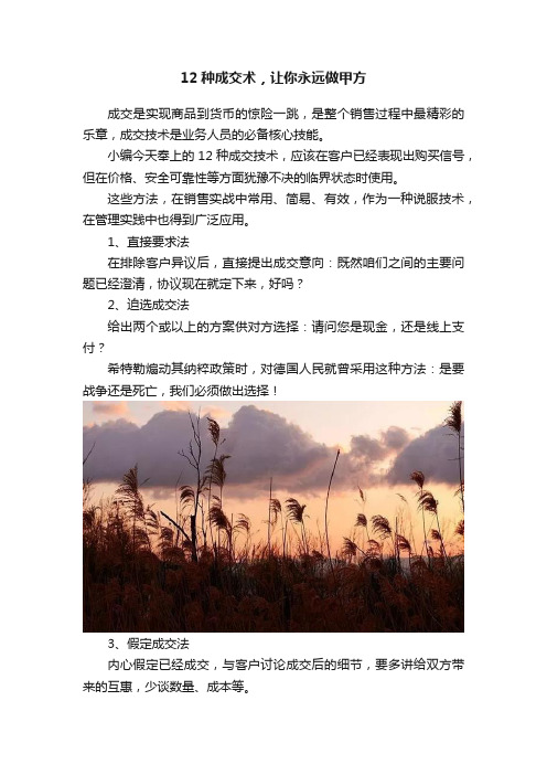 12种成交术，让你永远做甲方