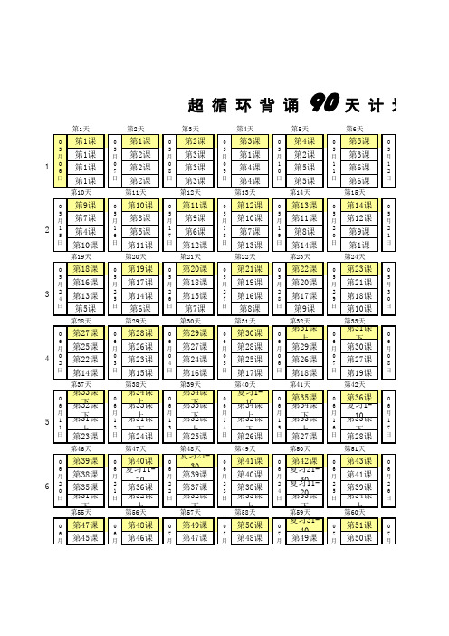 艾宾浩斯复习时间表和90天背诵计划表