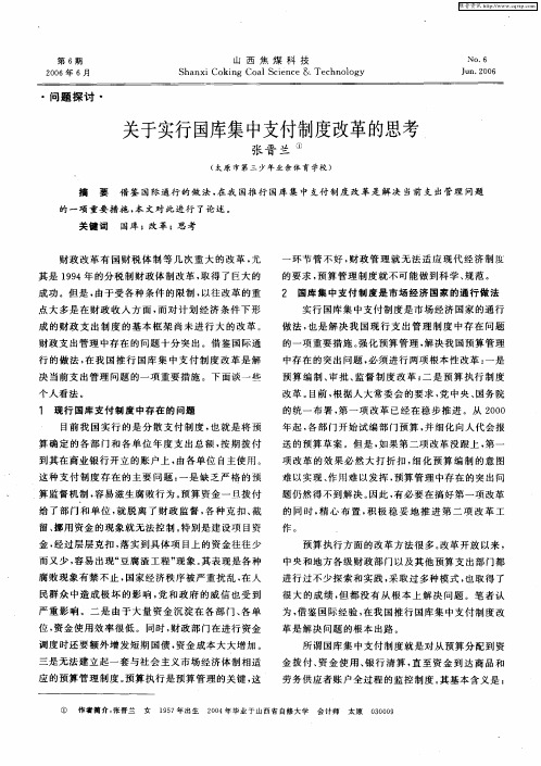 关于实行国库集中支付制度改革的思考