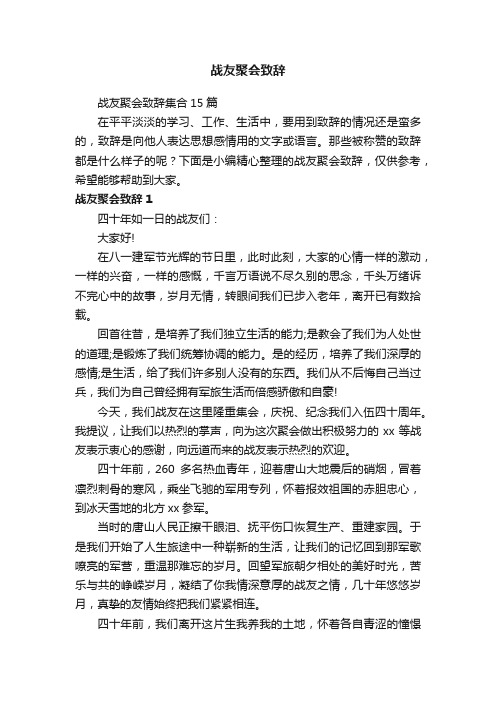 战友聚会致辞集合15篇