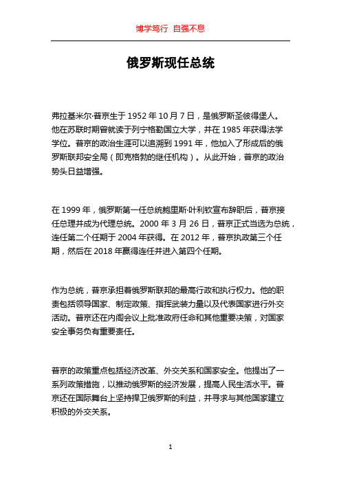 俄罗斯现任总统