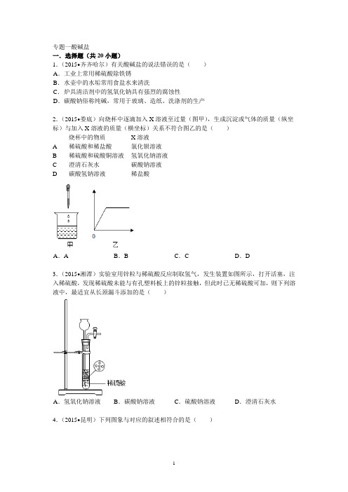 2015年中考化学专题：酸碱盐