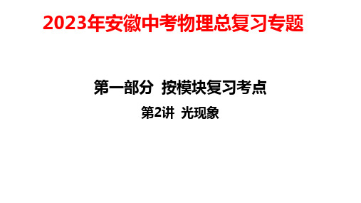 2023年安徽中考物理总复习专题：第2讲 光现象