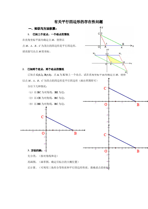 二次函数有关平行四边形的存在性问题