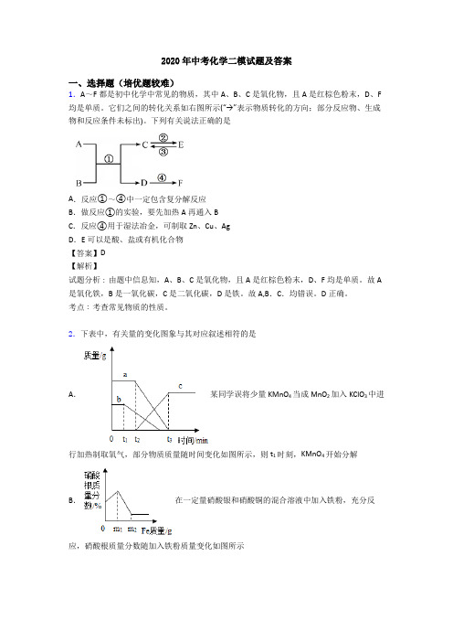 2020年中考化学二模试题及答案