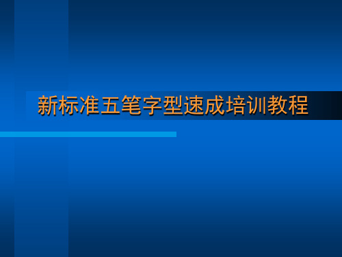 新标准五笔字型速成培训教程