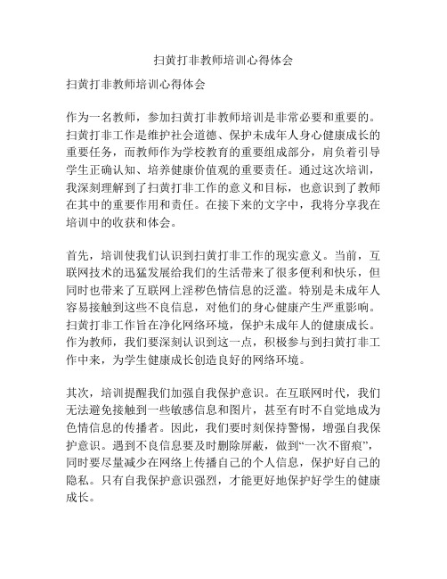 扫黄打非教师培训心得体会