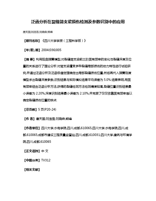 泛函分析在裂缝简支梁损伤检测及参数识别中的应用