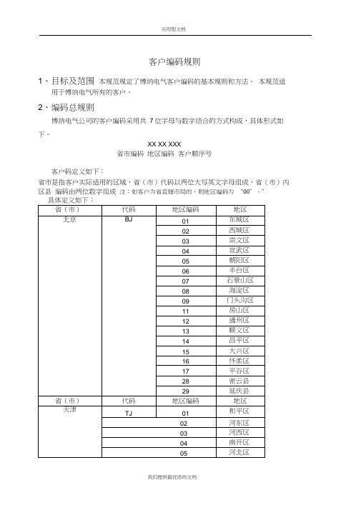 【通用】客户编码规则.doc