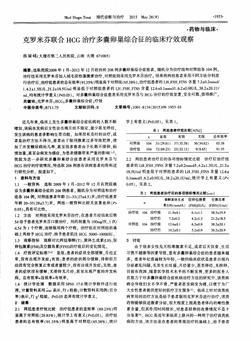 克罗米芬联合HCG治疗多囊卵巢综合征的临床疗效观察