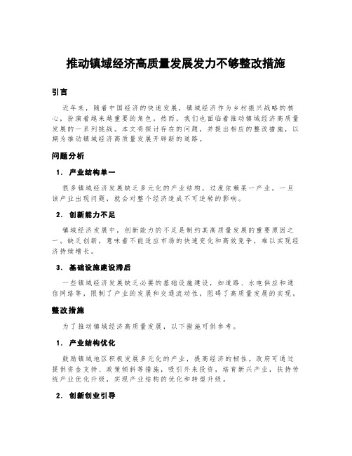 推动镇域经济高质量发展发力不够整改措施