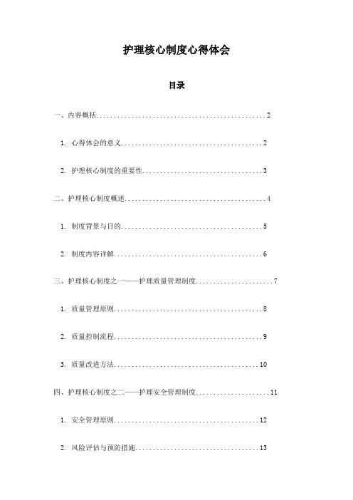 护理核心制度心得体会