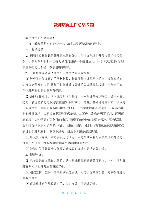 教师培优工作总结5篇