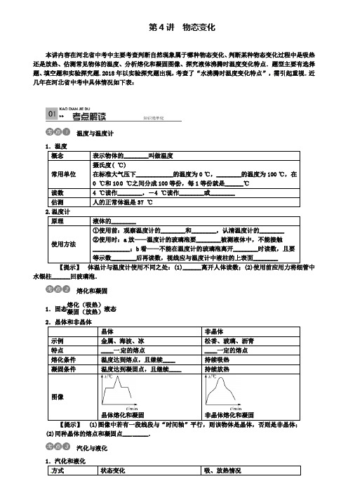 精选名校河北专版中考物理考点复习：第4讲物态变化