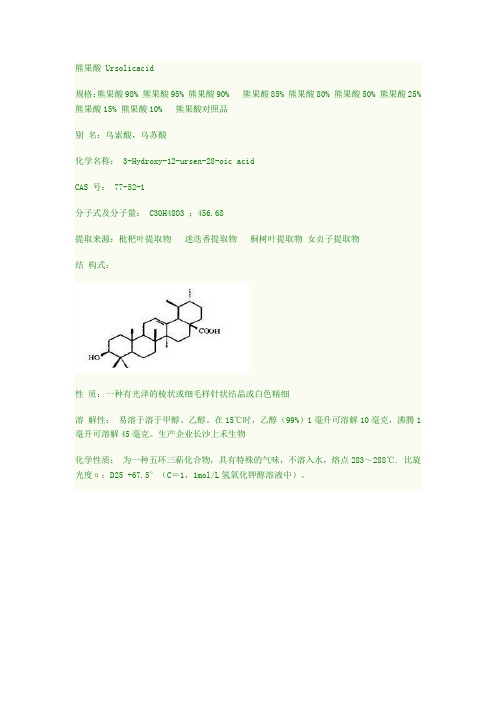 熊果酸 Ursolicacid检测方法及简介