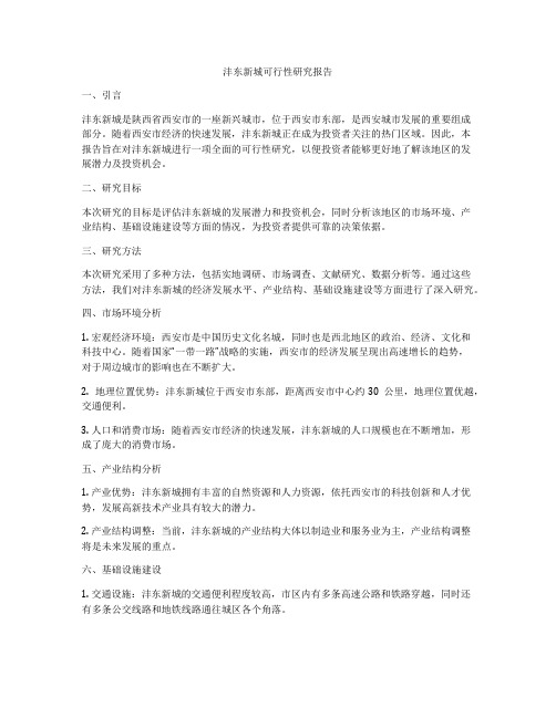 沣东新城可行性研究报告