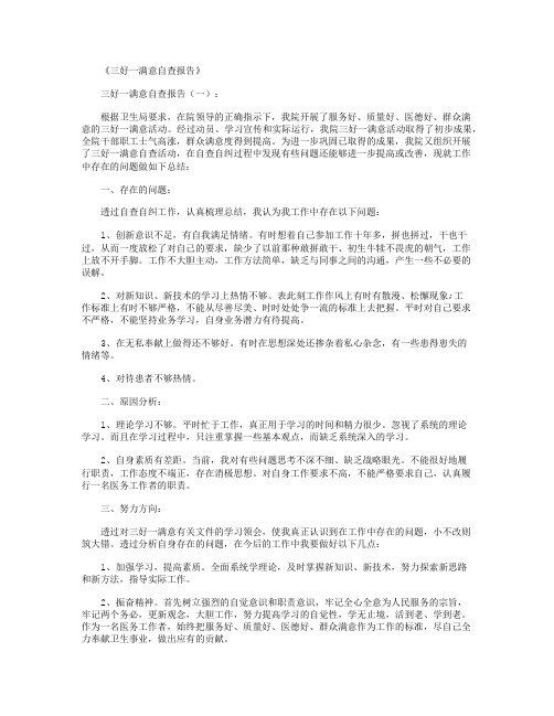 三好一满意自查报告12篇