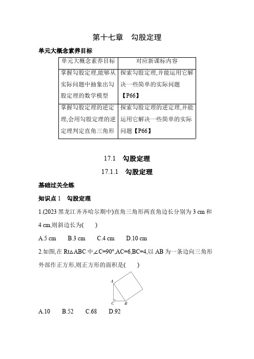 17.1.1 勾股定理 人教版数学八年级下册素养提升练习(含解析)