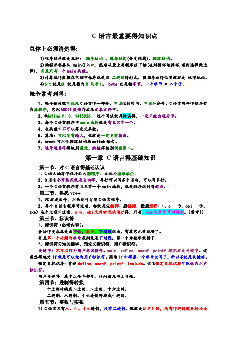 C语言知识点总结完美版