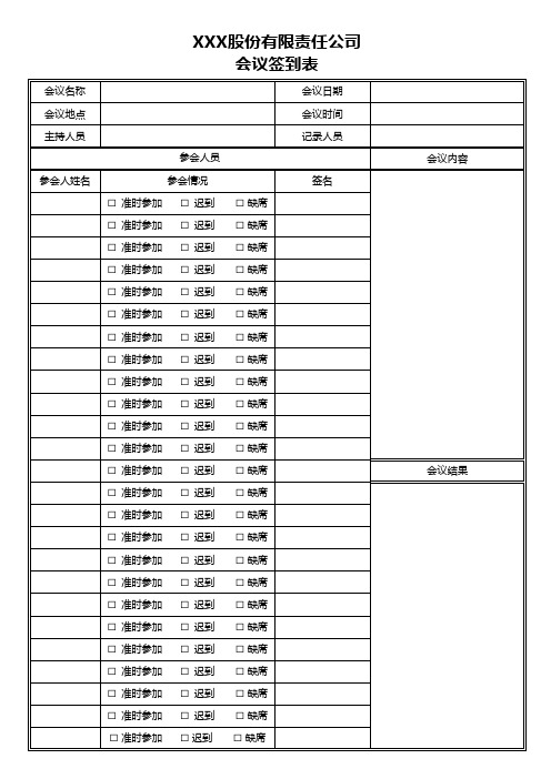 会议纪要记录及签到