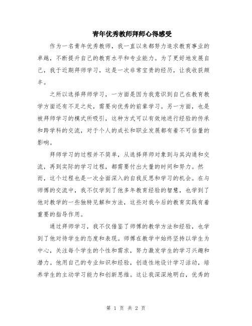 青年优秀教师拜师心得感受