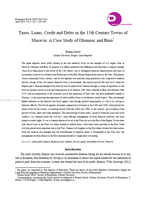 Taxes, Loans, Credit and Debts in the 15th Century