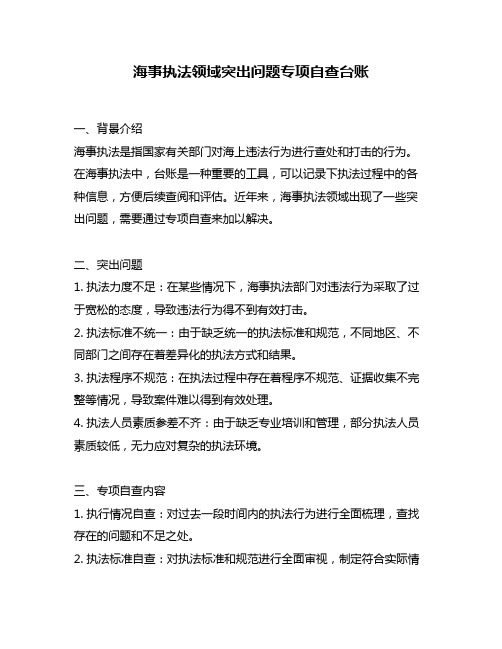 海事执法领域突出问题专项自查台账