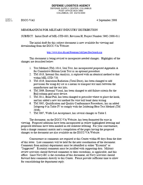 MIL-STD-883H change summary