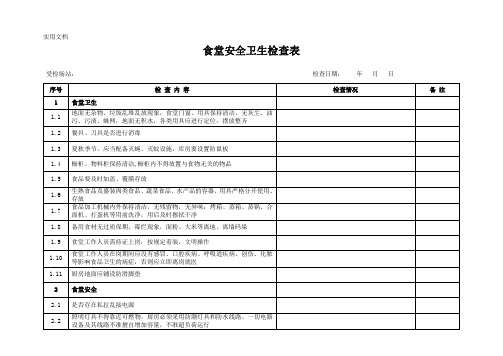 食堂安全检查表