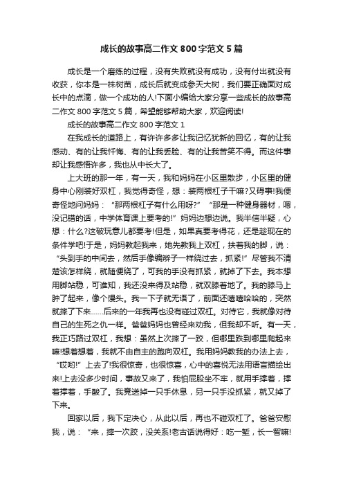 成长的故事高二作文800字范文5篇